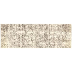 Holliswood Grey/Cream Doormat 2 ft. x 7 ft. Abstract Area Rug