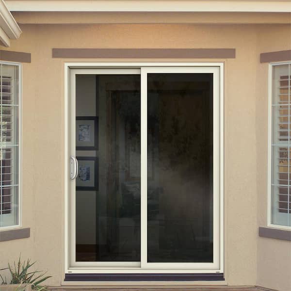 72 in. x 96 in. V-4500 White Vinyl Left-Hand Full Lite Sliding Patio Door