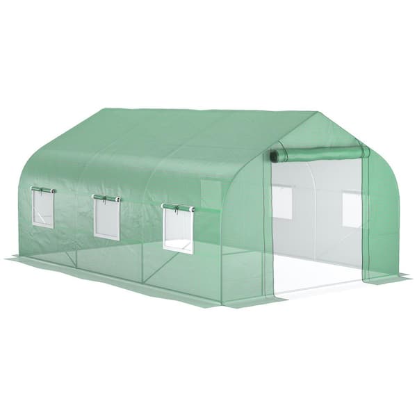 Outsunny 138 in. W x 117.6 in. D x 81.6 in. H Green Walk-In Greenhouse