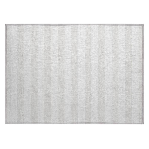 Ivory 2 ft. x 3 ft. Woven Striped Polyester Rectangle Indoor/Outdoor Area Rug