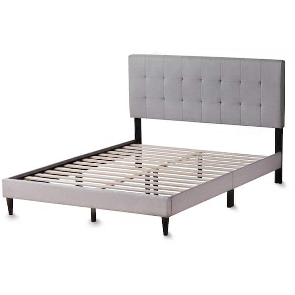 Brookside Cara Upholstered Stone Cal King Platform Bed Frame with Square Tufted Headboard
