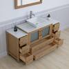 Vanity Art 60 in. W Single Basin Natural Oak Bath Vanity with White Engineered Marble Top and Mirror VA3136-60NO