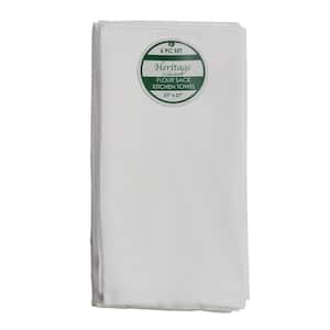 Flour Sack White Solid Cotton Kitchen Towel Set (Set of 6)