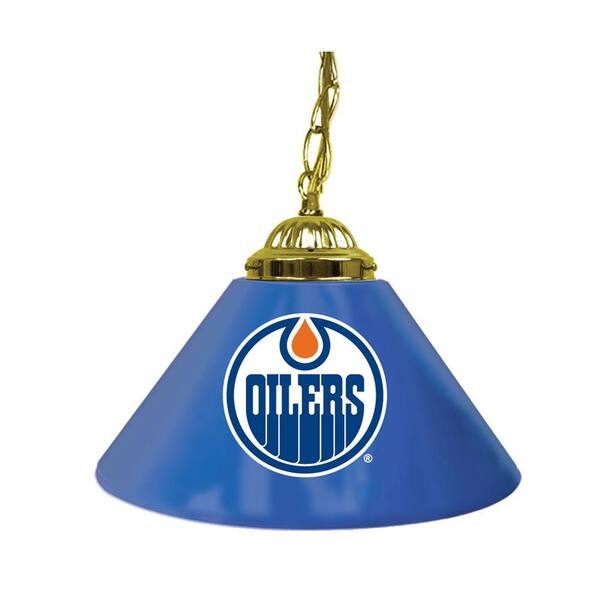 Trademark NHL Edmonton Oilers 14 in. Single Shade Stainless Steel Hanging Lamp