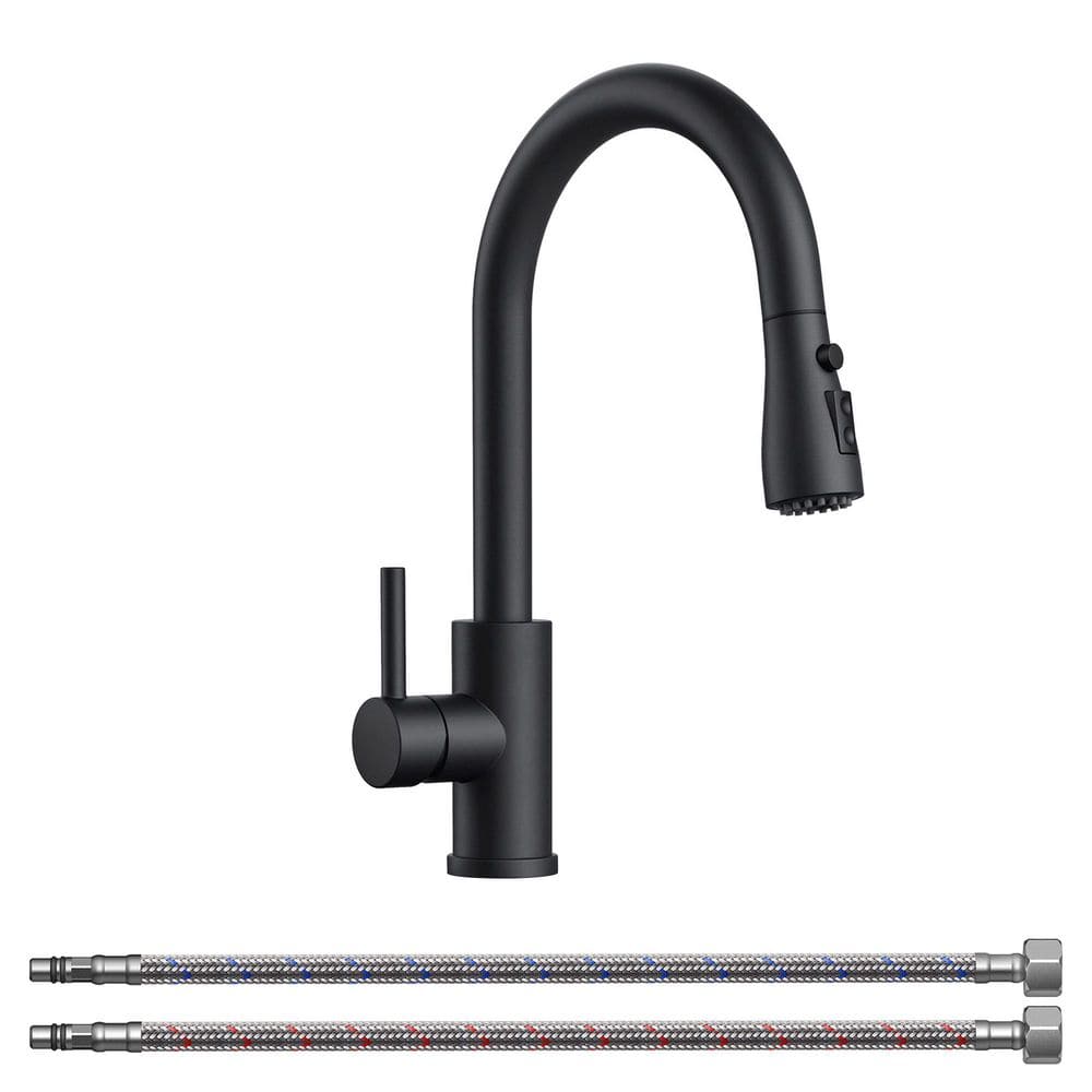 Single Handle Pull Down Sprayer Kitchen Faucet with Deck Plate in Black Matte price history on PriceWatchPro