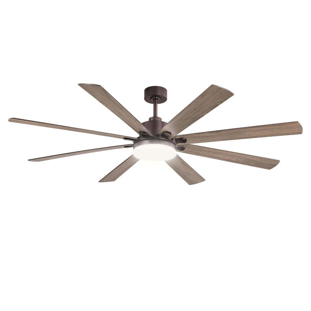 60 in. Nickel Indoor/Outdoor Ceiling Fans with LED Light Remote/APP 3CCT Reversible Standard Flush Mount for living room price history on PriceWatchPro