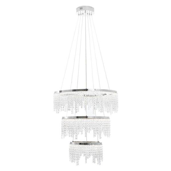 Jushua 1Light Elegant 3Tier Round Design Crystal Hanging Ceiling