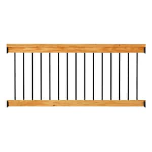 Western Red Cedar 6 ft. Railing Kit with Black Aluminum Balusters