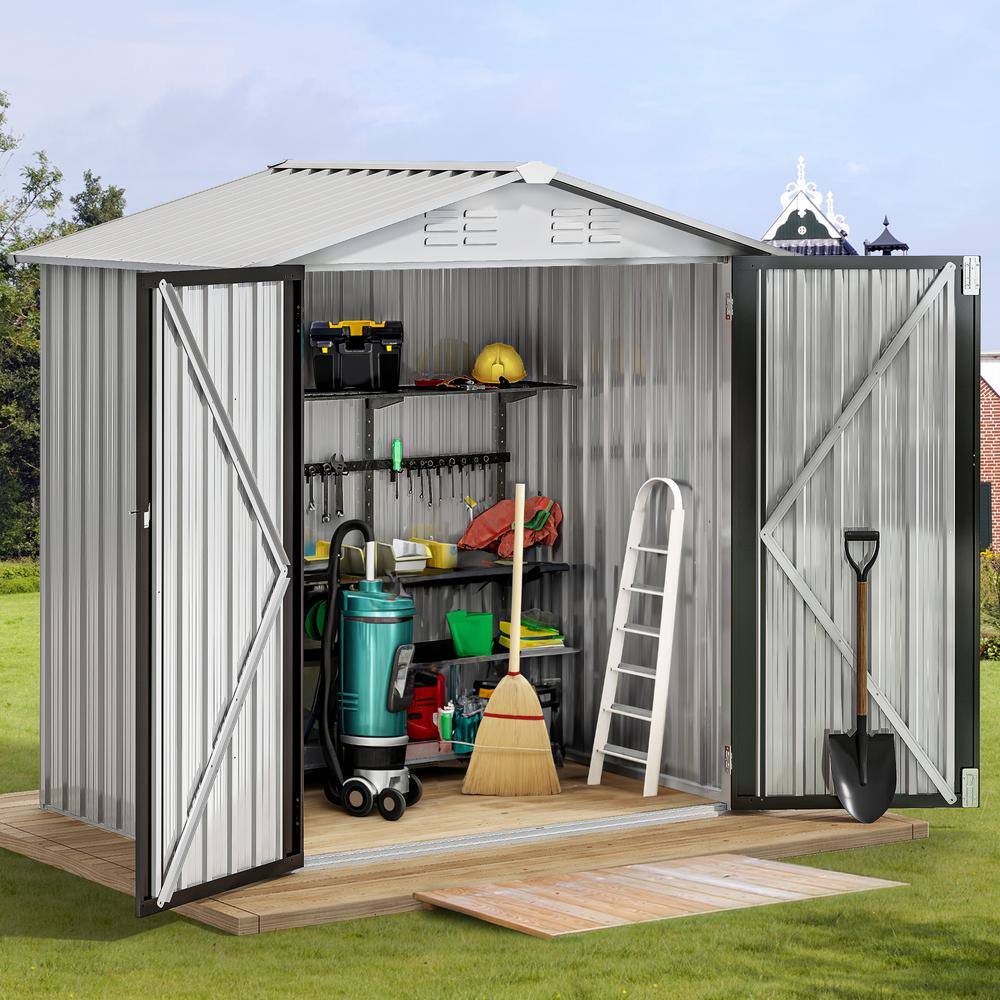 DEXTRUS Outdoor Storage Shed 6 ft. W x 4 ft. D, Heavy-Duty Metal Tool ...