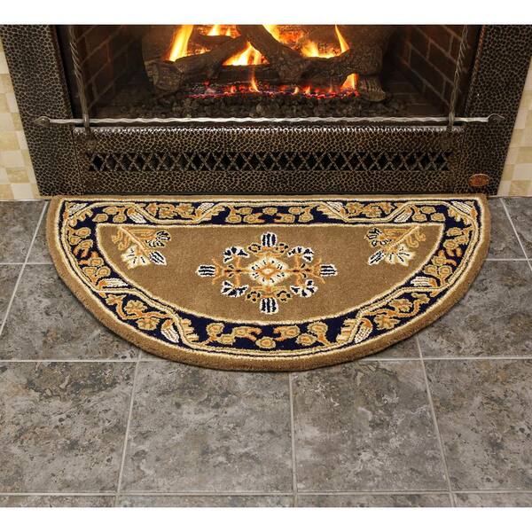 2 ft. x 4 ft. Jardin Half Round Hearth Rug, Cocoa H-604 - The Home