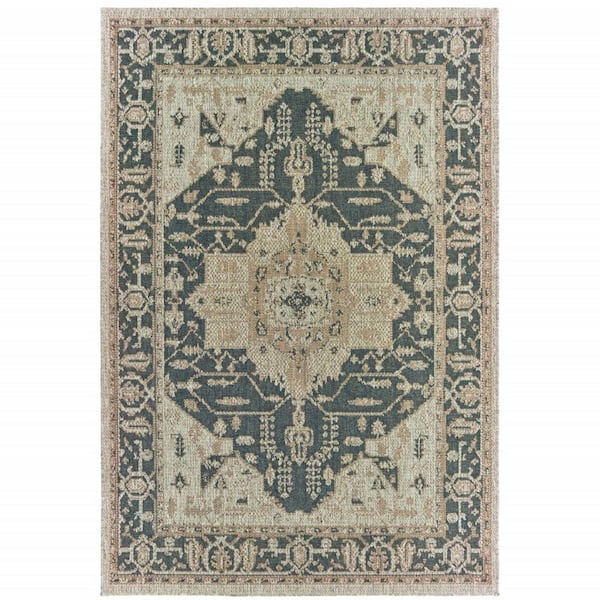 Gray 10 ft. x 13 ft. Loomed Polypropylene Rectangle Indoor/Outdoor Area Rug