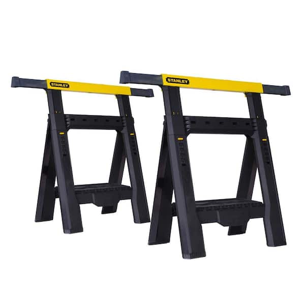 Stanley 32 in. H Plastic 2-Way Adjustable Folding Sawhorse (2 Pack)