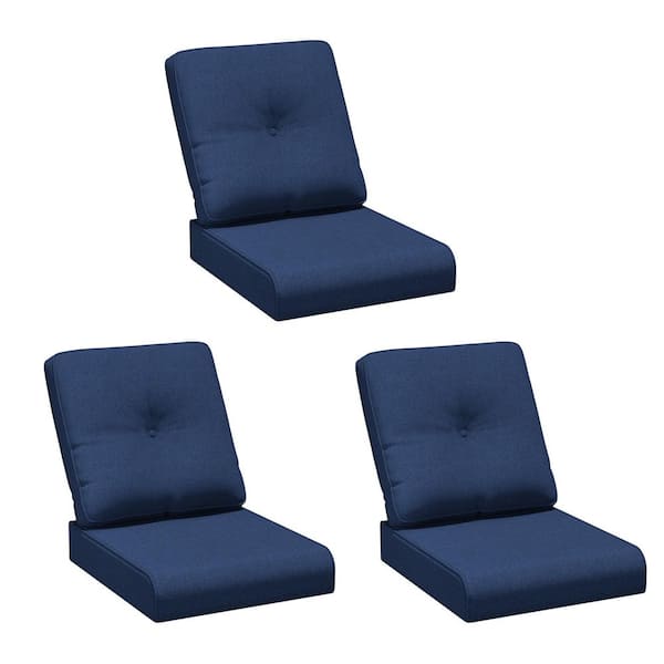 22 in. x 24 in. 3-Piece Outdoor Replacement Cushion with Zipper for Lounge Chair in Blue