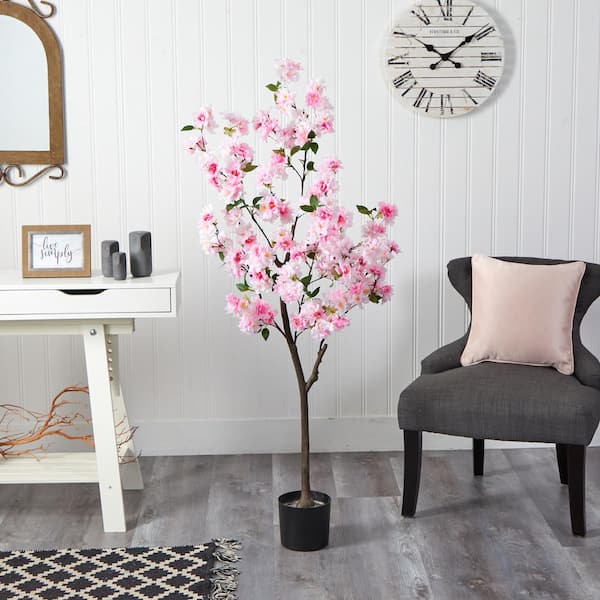 Nearly Natural 5 ft. Cherry Blossom Artificial Tree T2722-PK - The Home ...