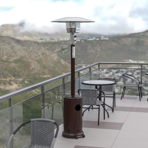Sol 40000 BTU Bronze Stainless Steel Propane Standing Patio Heater with Wheels