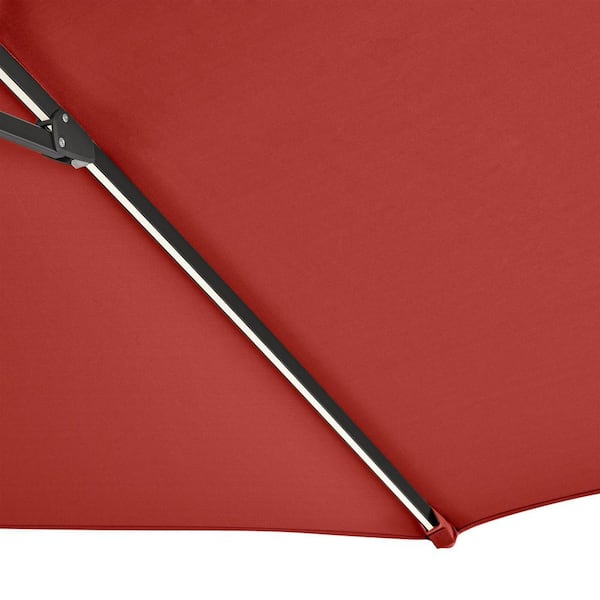 11 ft led round offset patio umbrella in chili red Hampton Bay 11 ft. Aluminum Cantilever Solar LED Offset Patio Umbrella in Chili  Red URM822013-Chili