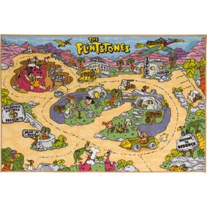 Multi-Color Kids Children Bedroom Nursery Flintstones Bedrock Road Map Educational Game Learning 5 ft. x 7 ft. Area Rug