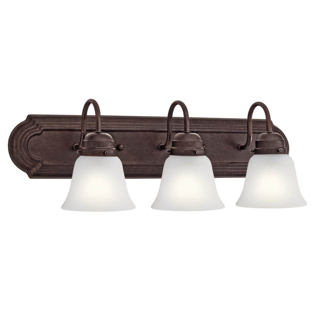 KICHLER Independence 24 in. 3-Light Tannery Bronze Traditional Bathroom Vanity Light with Frosted Glass Shade