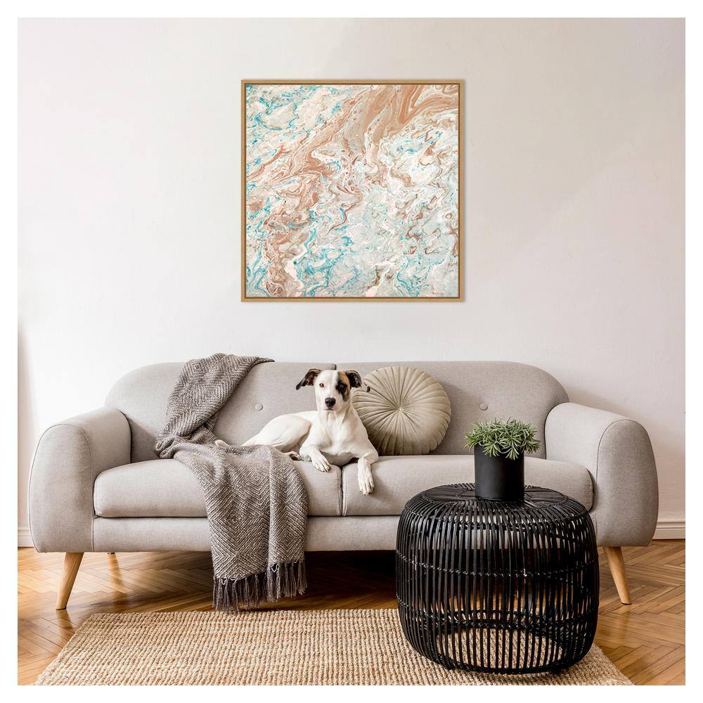 30"x30" Earth Tones Abstract Canvas Wall Art with Brown Frame