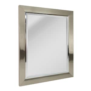 17 in. W x 29 in. H Brushed Nickel Frame Vanity Mirror with Chrome Liner