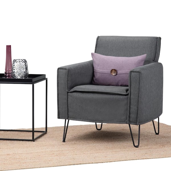Warren 28 in. Wide Slate Grey Woven Fabric Mid Century Modern Accent Chair