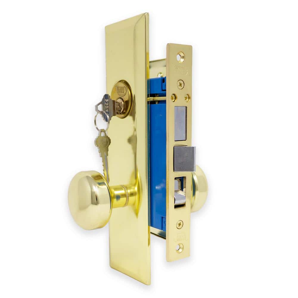 Premier Lock Brass Mortise Entry Left Hand Lock Set with 2.5 in. Backset and 2 SC1 Keys -  ML01