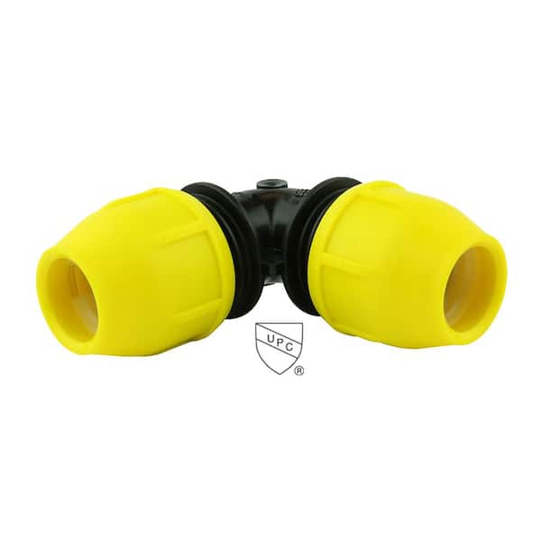 HOME-FLEX 1-1/4 in. Underground Yellow Poly Gas Pipe 90 Degree Elbow SDR10
