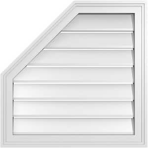 24 in. x 24 in. Octagonal Surface Mount PVC Gable Vent: Functional with Brickmould Frame