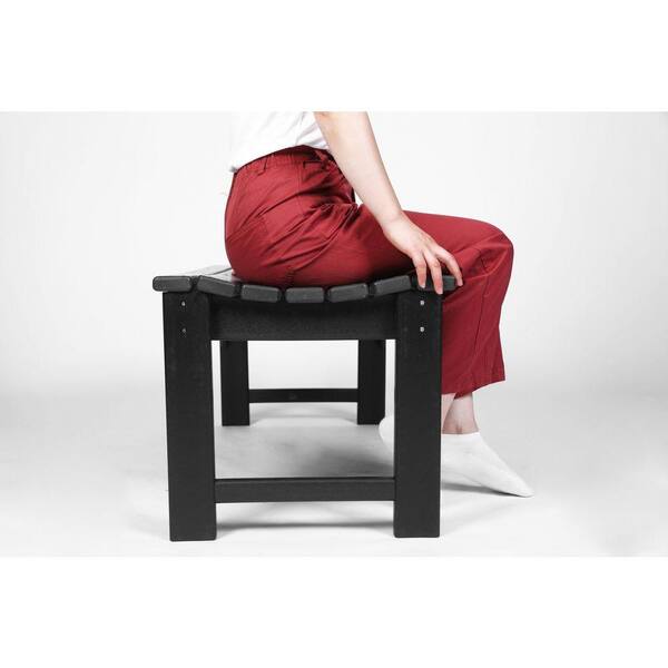 Tenleaf Backless HDPE Adirondack Bench with Wood Texture Outdoor