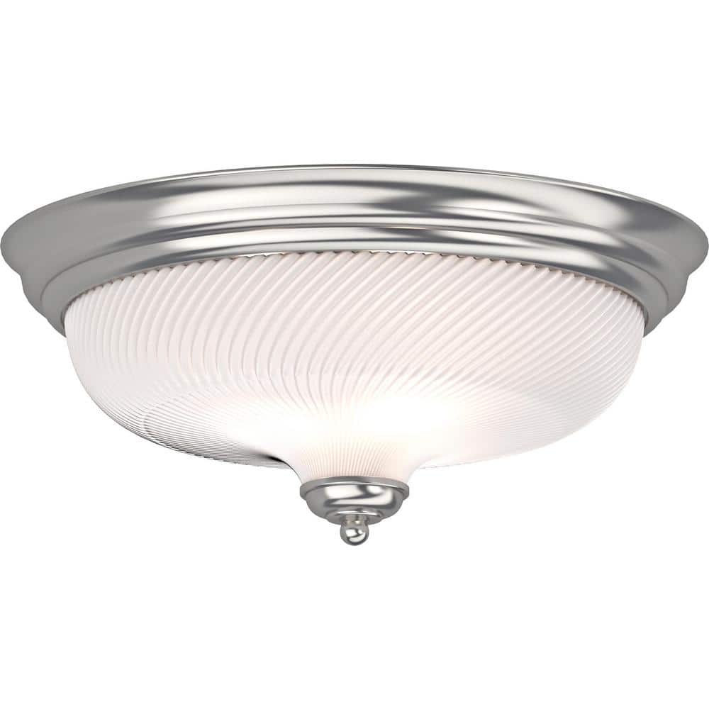Brushed Nickel 3-Light Glass Flush Mount Ceiling Fixture