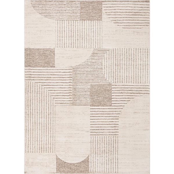Concord Global Trading Retro Beige 5 ft. x 7 ft. Contemporary Area Rug