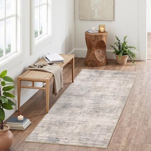 Aurora Beige/Grey 2 ft. x 8 ft. Modern Abstract Area Rug