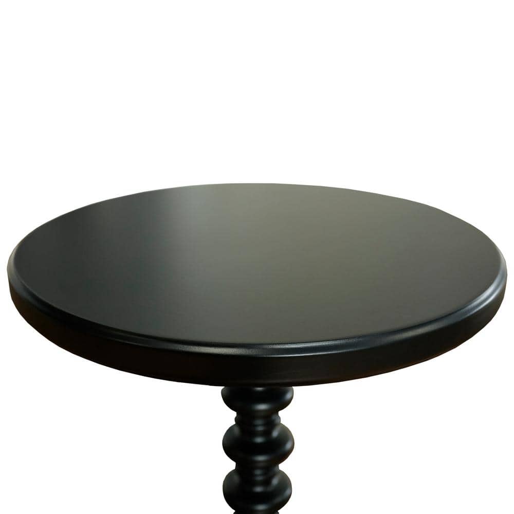 Black Round Wood Spindle Accent Table