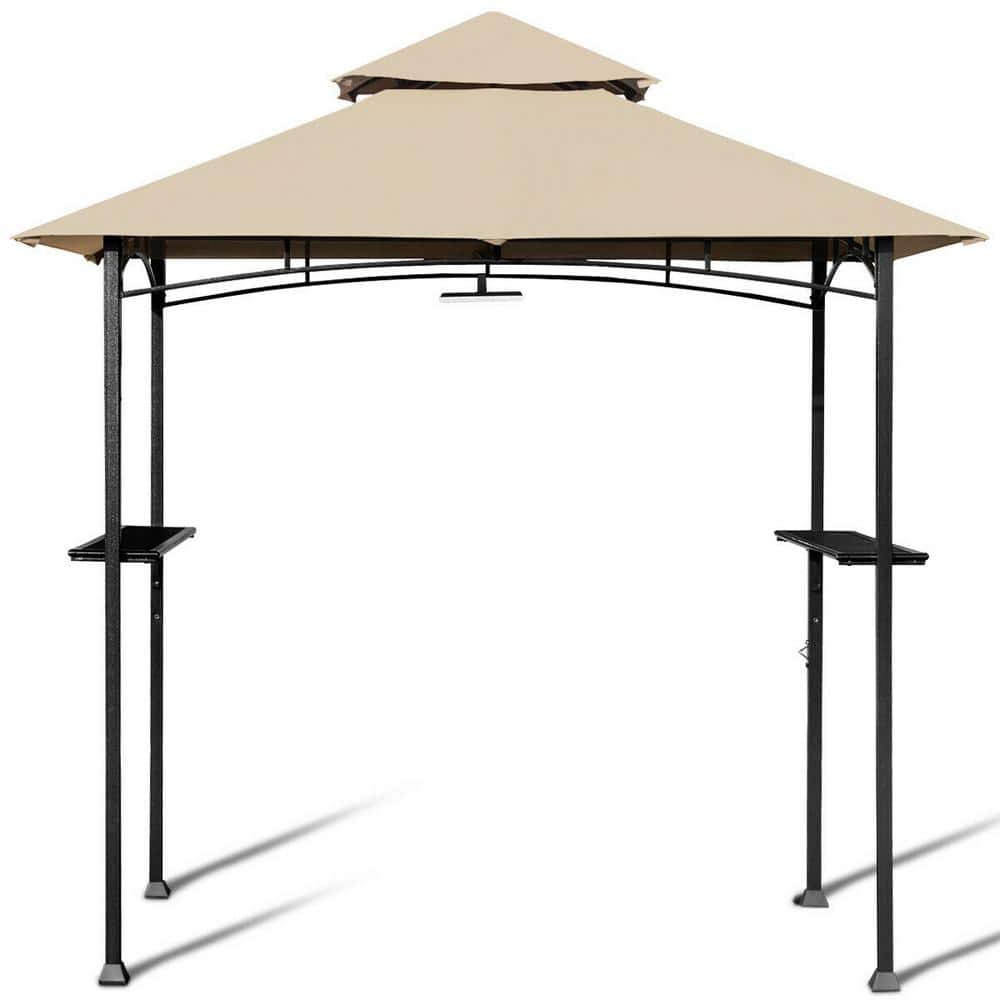 8 ft. x 5 ft. Beige Outdoor Patio Barbecue Grill Gazebo
