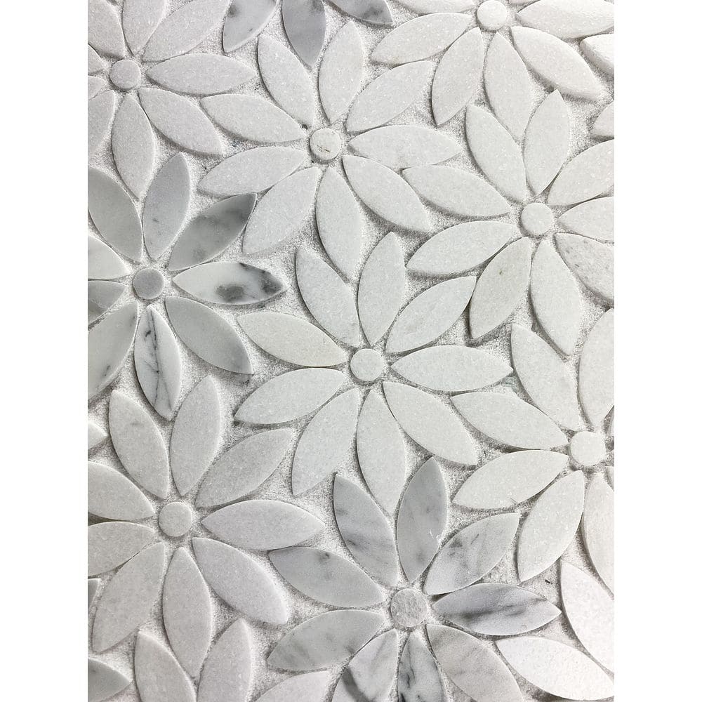 Tuscany 12x12 Beige Marble Floral Mosaic Tile