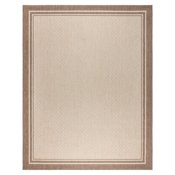 Paseo Soroa Sand and Havana 8 ft. x 10 ft. Border Indoor/Outdoor Area Rug