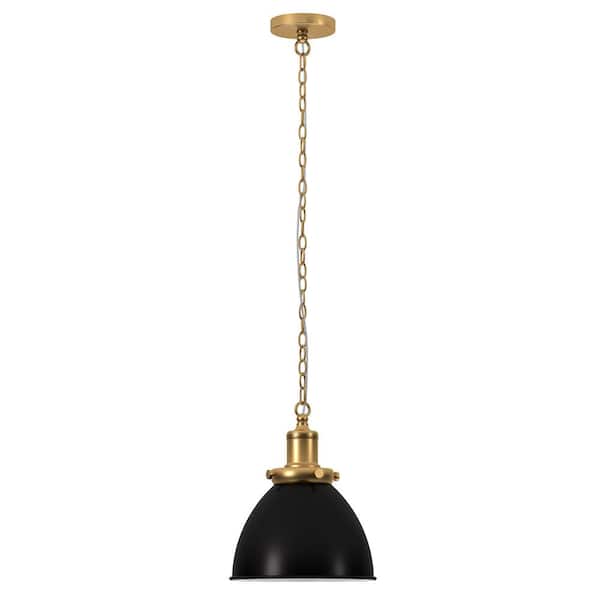 Meyer&Cross Elodie 60-Watt 1-Light Blackened Bronze Pendant Light with Black Metal Shade