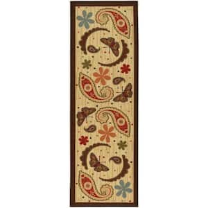 Cookery Collection Non-Slip Rubberback Paisley 2x5 Kitchen Runner Rug, 1 ft. 8 in. x 4 ft. 11 in., Beige Paisley