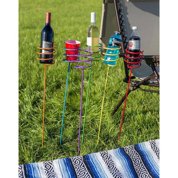 Sunnydaze Decor Heavy Duty Multi Colored Outdoor Drink Holder Stakes Set Of 6 Hmi 284 The Home Depot