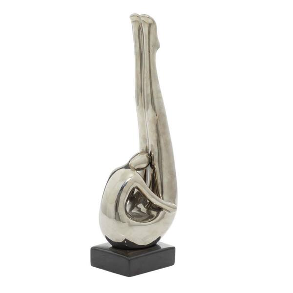 Litton Lane 15 in. x 5 in. Silver Porcelain Modern Abstract Sculpture