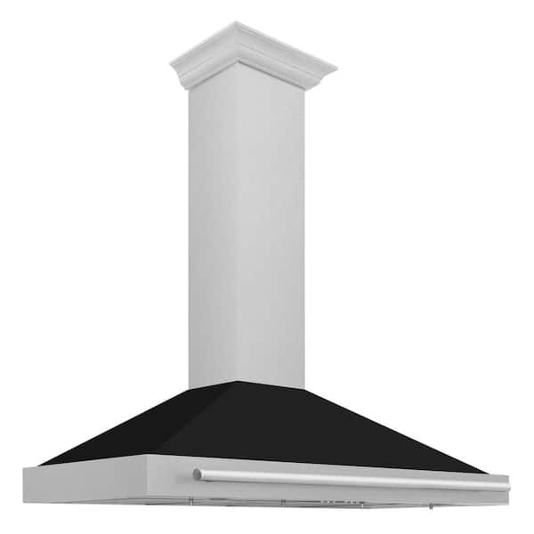 ZLINE Kitchen and Bath 48 in. 400 CFM Ducted Vent Wall Mount Range Hood with Black Matte Shell in Fingerprint Resistant Stainless Steel