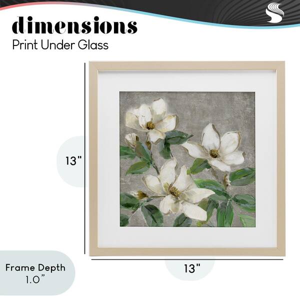 Stupell Industries Ivory Magnolias on Grey Birch Framed Print