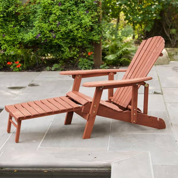 Leisure Season Reclining Patio Adirondack Chair with Pull-Out Ottoman