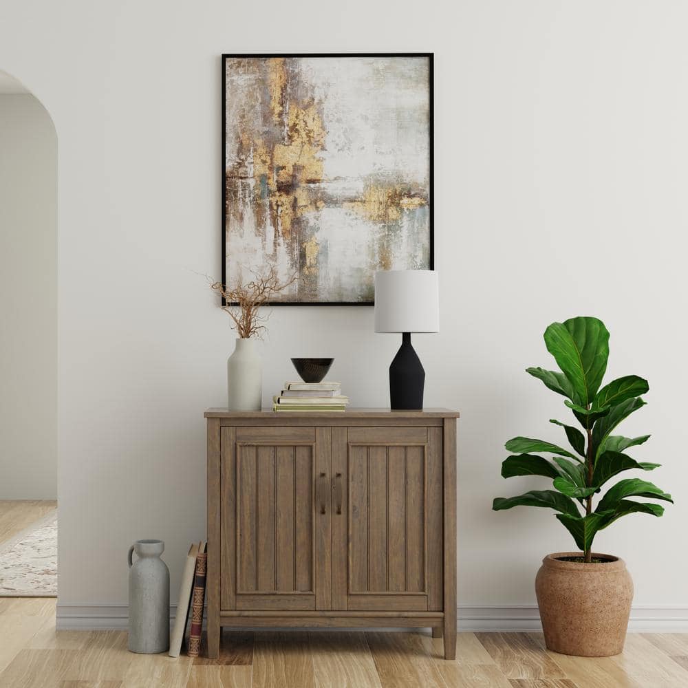Lev 32" Smoky Brown Solid Wood Low Storage Cabinet