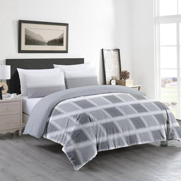 Cotton Rich Reversible Check Duvet Cover Set in Red King Bed Size 