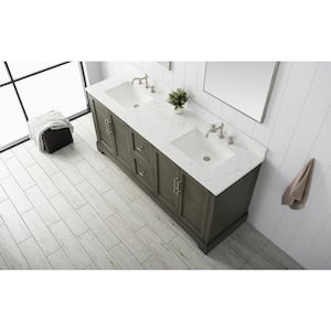 Chambery 72 in. W x 22 in. D x 34.5 in. H Bathroom Vanity in Silver Grey with Engineered Marble Top