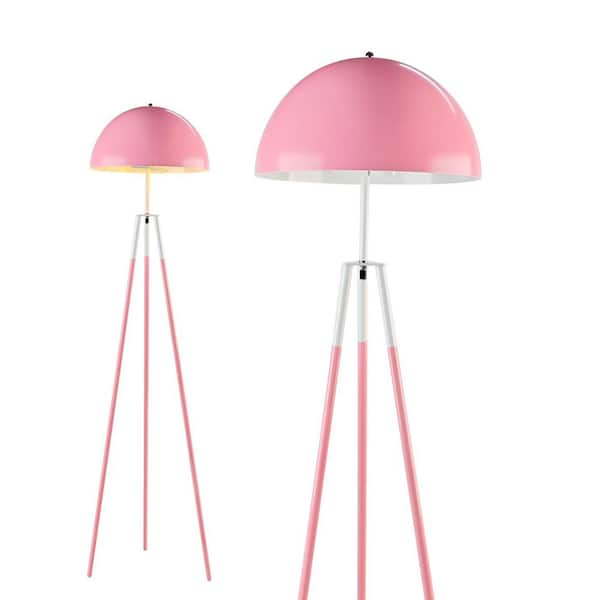 67 in. Pink Tripod Floor Lamp for Living Room with arc lamp Shade, Vintage Standing Lamps with E26 Bulb Included