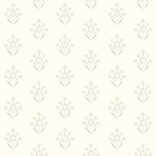 Chesapeake Kova Floral Crest White Prepasted Non Woven Wallpaper Sample