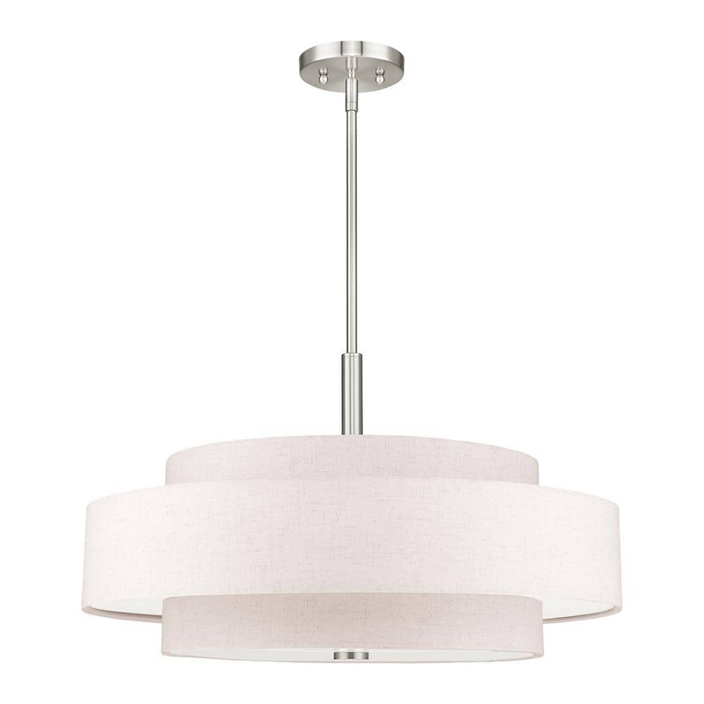 Meridian Brushed Nickel 5-Light Indoor/Outdoor Drum Pendant
