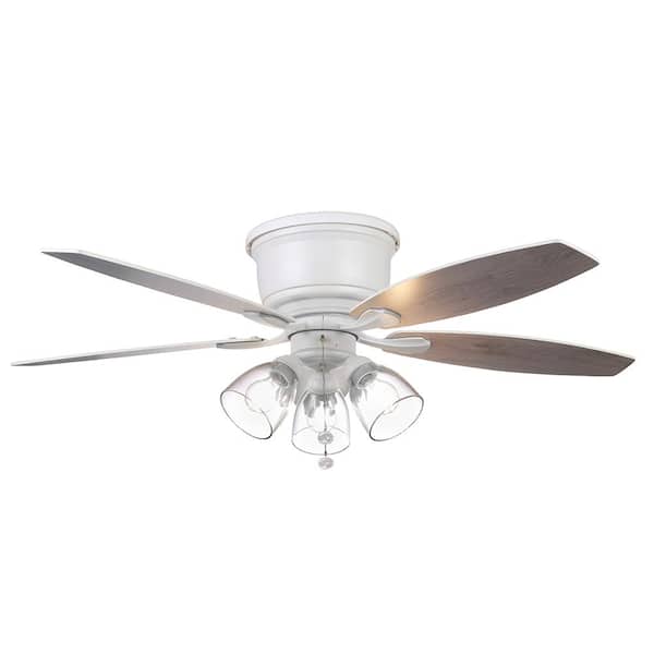 Hampton Bay Stoneridge 52 in Indoor LED Matte White Hugger Ceiling Fan 